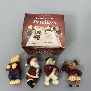 Giftco 4 Set Polystone Christmas Holiday Perchers Hanger for Lamp Pot Cup Candle